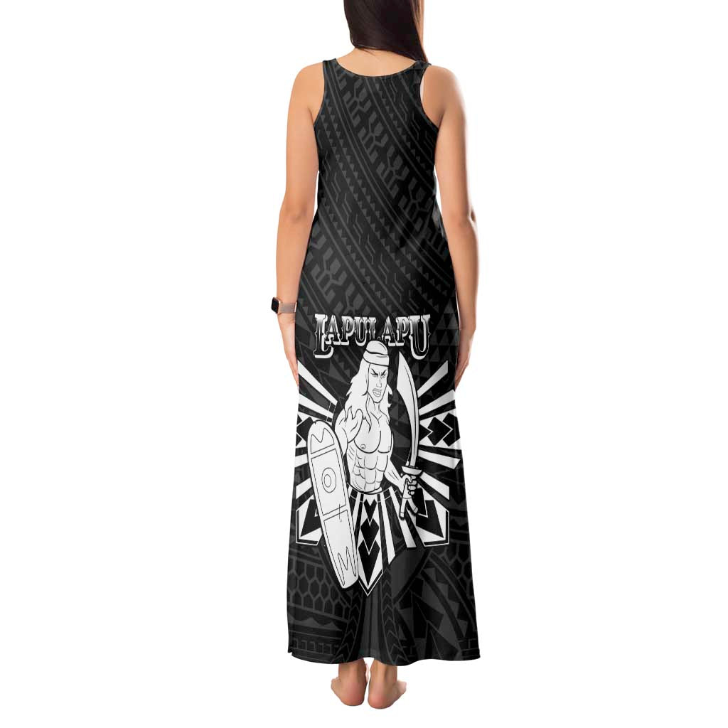 Philippines Tribal Tank Maxi Dress King Lapu Lapu Black Version