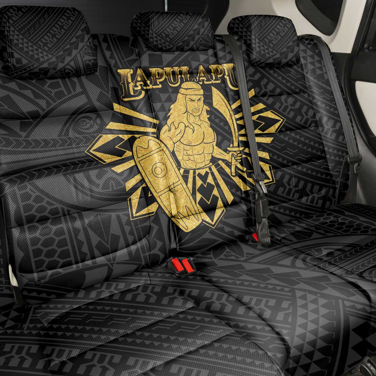 Philippines Tribal Back Car Seat Cover King Lapu Lapu Gold Version LT05 - Polynesian Pride