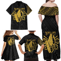 Philippines Tribal Family Matching Off Shoulder Maxi Dress and Hawaiian Shirt King Lapu Lapu Gold Version LT05 - Polynesian Pride