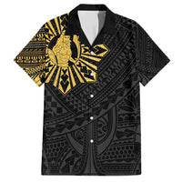 Philippines Tribal Family Matching Off Shoulder Maxi Dress and Hawaiian Shirt King Lapu Lapu Gold Version LT05 Dad's Shirt - Short Sleeve Gold - Polynesian Pride