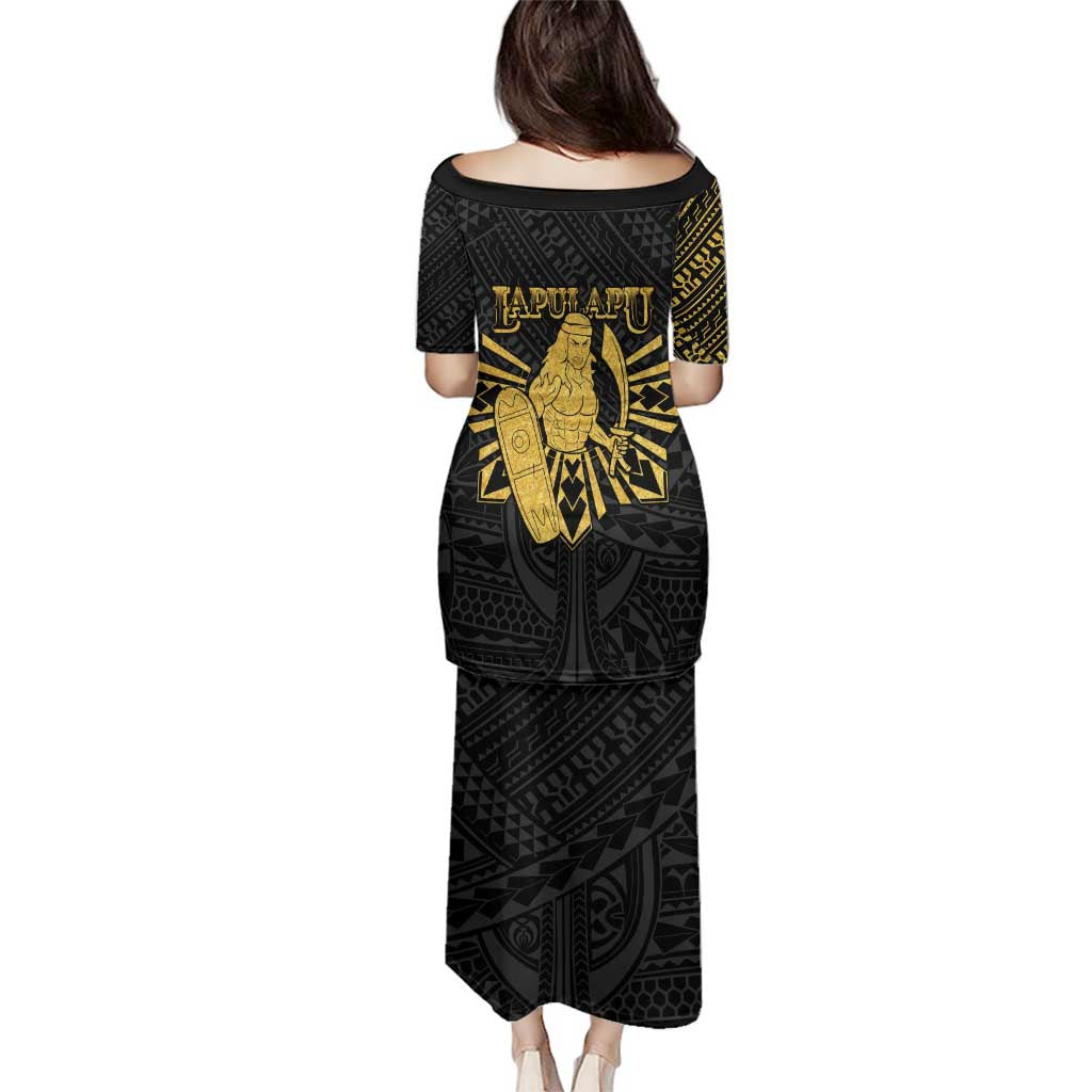 Philippines Tribal Family Matching Puletasi and Hawaiian Shirt King Lapu Lapu Gold Version LT05 - Polynesian Pride