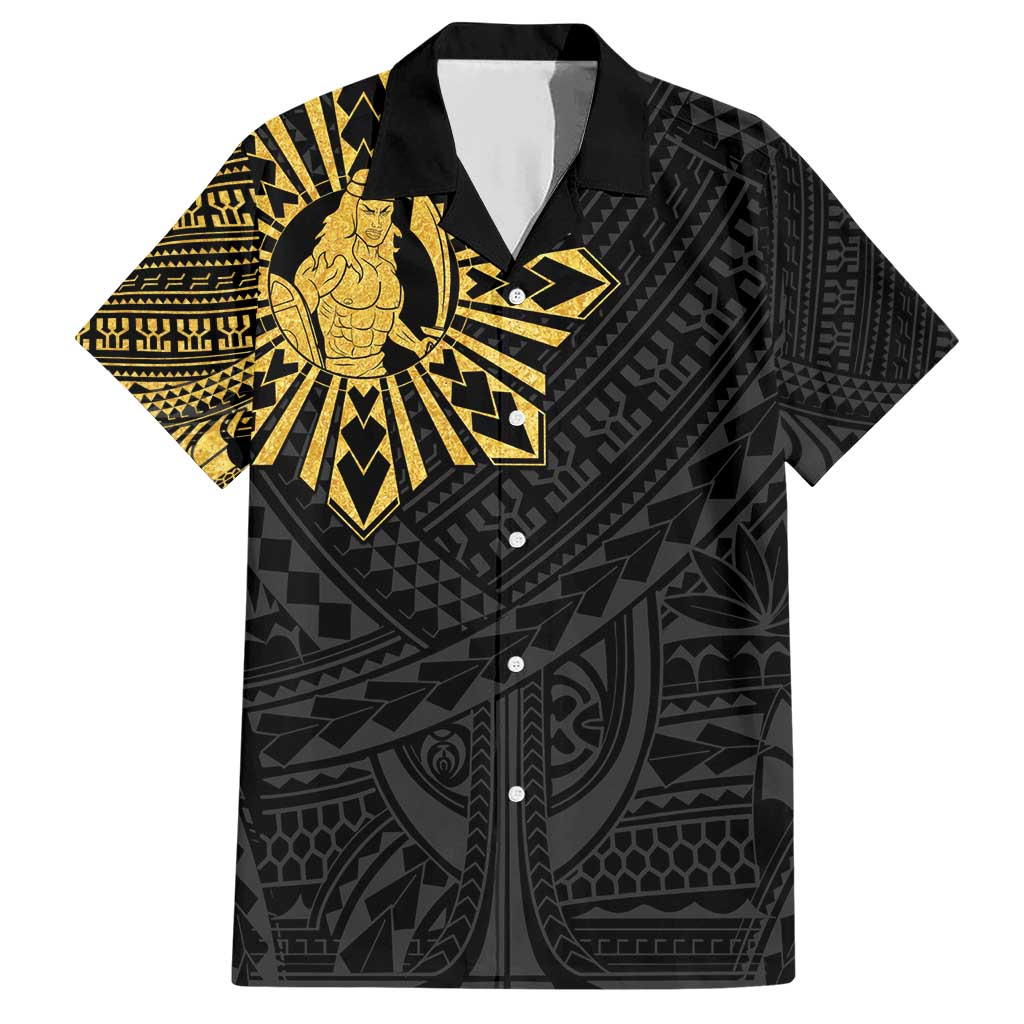 Philippines Tribal Family Matching Short Sleeve Bodycon Dress and Hawaiian Shirt King Lapu Lapu Gold Version LT05 Dad's Shirt - Short Sleeve Gold - Polynesian Pride