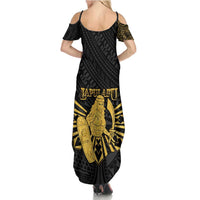 Philippines Tribal Family Matching Summer Maxi Dress and Hawaiian Shirt King Lapu Lapu Gold Version LT05 - Polynesian Pride