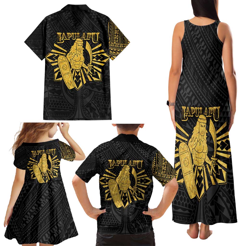 Philippines Tribal Family Matching Tank Maxi Dress and Hawaiian Shirt King Lapu Lapu Gold Version LT05 - Polynesian Pride