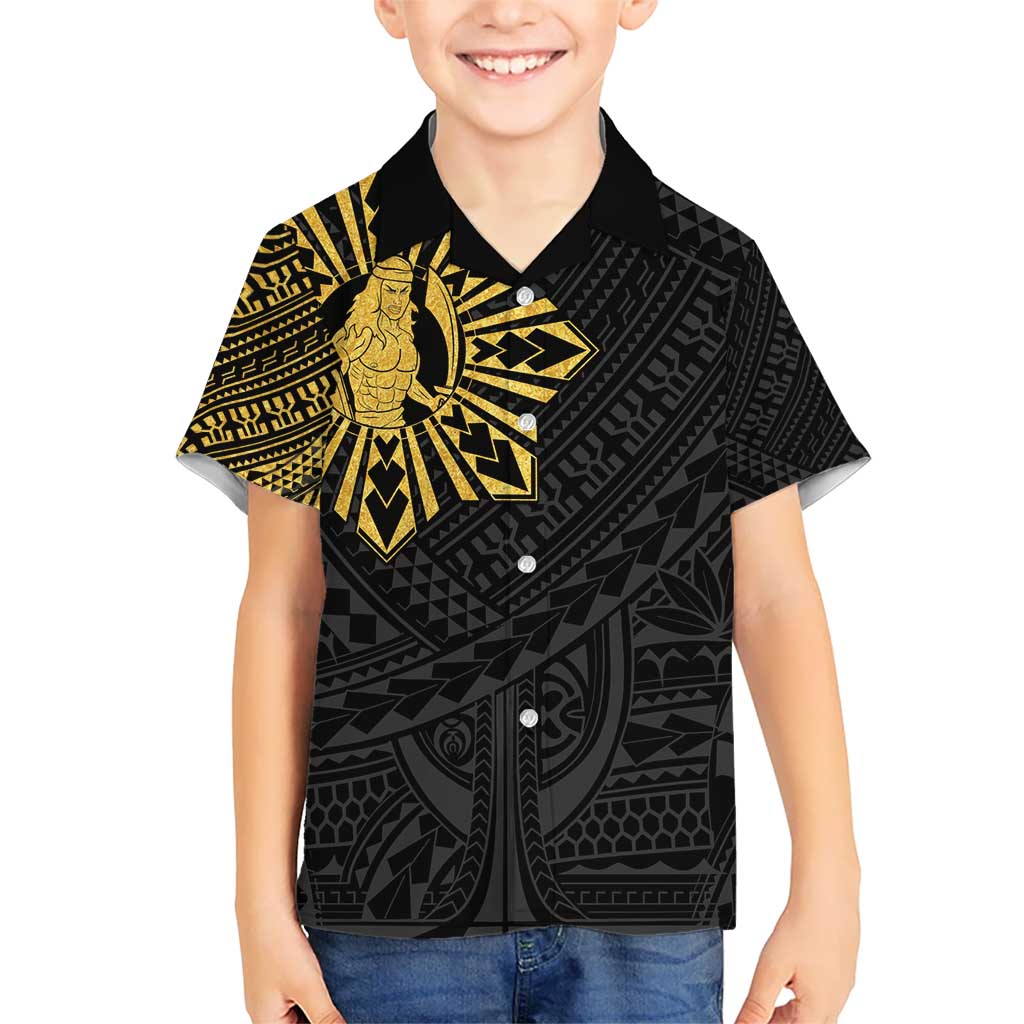 Philippines Tribal Kid Hawaiian Shirt King Lapu Lapu Gold Version LT05 Kid Gold - Polynesian Pride