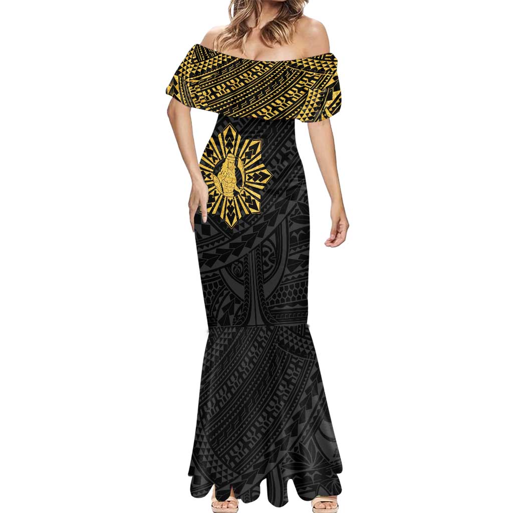 Philippines Tribal Mermaid Dress King Lapu Lapu Gold Version LT05 - Polynesian Pride