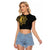 Philippines Tribal Raglan Cropped T Shirt King Lapu Lapu Gold Version