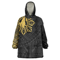 Philippines Tribal Wearable Blanket Hoodie King Lapu Lapu Gold Version LT05 One Size Gold - Polynesian Pride