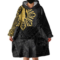 Philippines Tribal Wearable Blanket Hoodie King Lapu Lapu Gold Version LT05 - Polynesian Pride