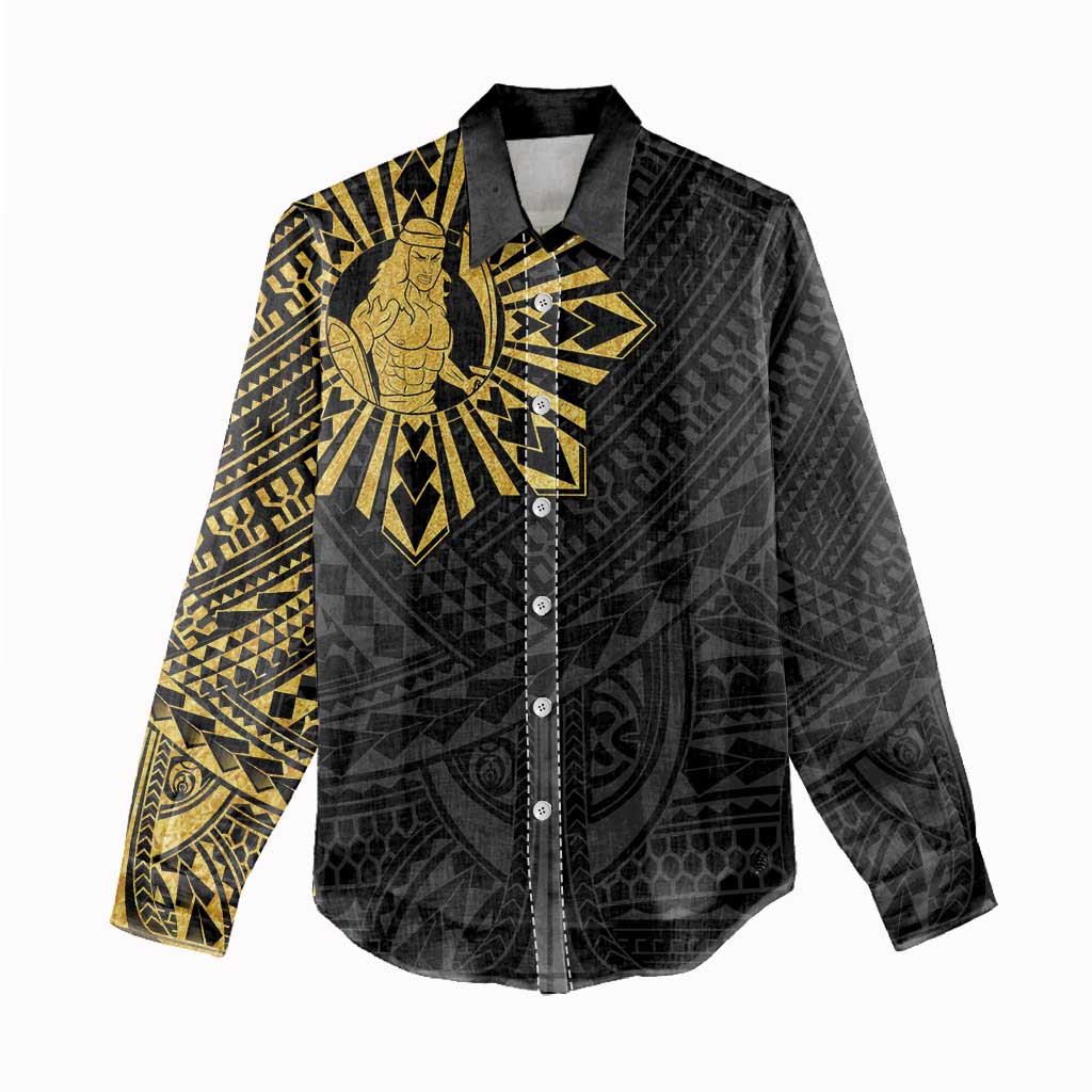 Philippines Tribal Women Casual Shirt King Lapu Lapu Gold Version