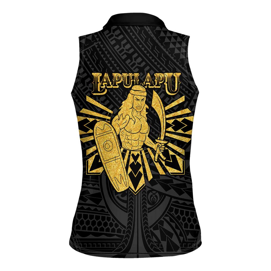 Philippines Tribal Women Sleeveless Polo Shirt King Lapu Lapu Gold Version LT05 - Polynesian Pride