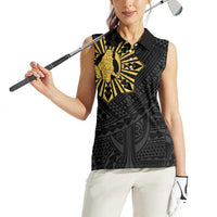 Philippines Tribal Women Sleeveless Polo Shirt King Lapu Lapu Gold Version LT05 - Polynesian Pride