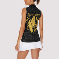 Philippines Tribal Women Sleeveless Polo Shirt King Lapu Lapu Gold Version LT05 - Polynesian Pride