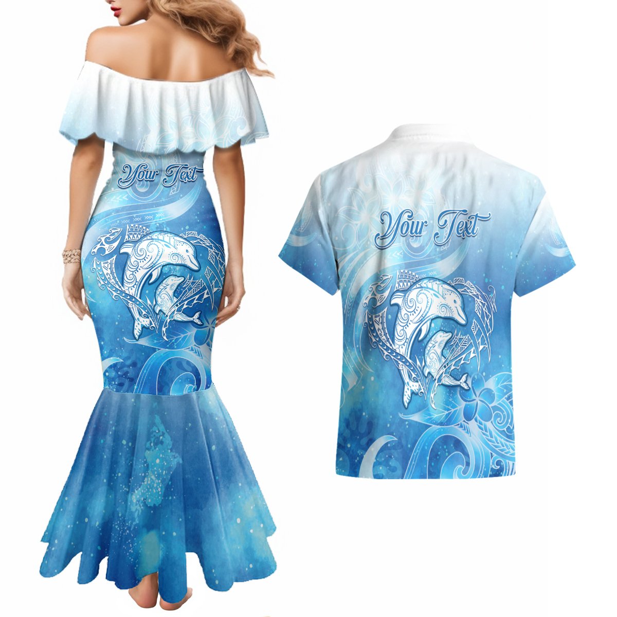 Mother's Love Is Deeper Than Ocean Couples Matching Mermaid Dress and Hawaiian Shirt Polynesian Style LT05 - Polynesian Pride