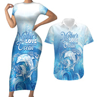 Mother's Love Is Deeper Than Ocean Couples Matching Short Sleeve Bodycon Dress and Hawaiian Shirt Polynesian Style LT05 Blue - Polynesian Pride