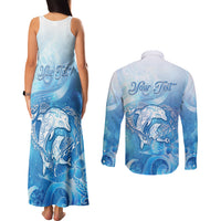 Mother's Love Is Deeper Than Ocean Couples Matching Tank Maxi Dress and Long Sleeve Button Shirt Polynesian Style