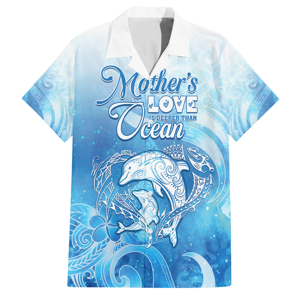 Mother's Love Is Deeper Than Ocean Family Matching Long Sleeve Bodycon Dress and Hawaiian Shirt Polynesian Style LT05 Dad's Shirt - Short Sleeve Blue - Polynesian Pride