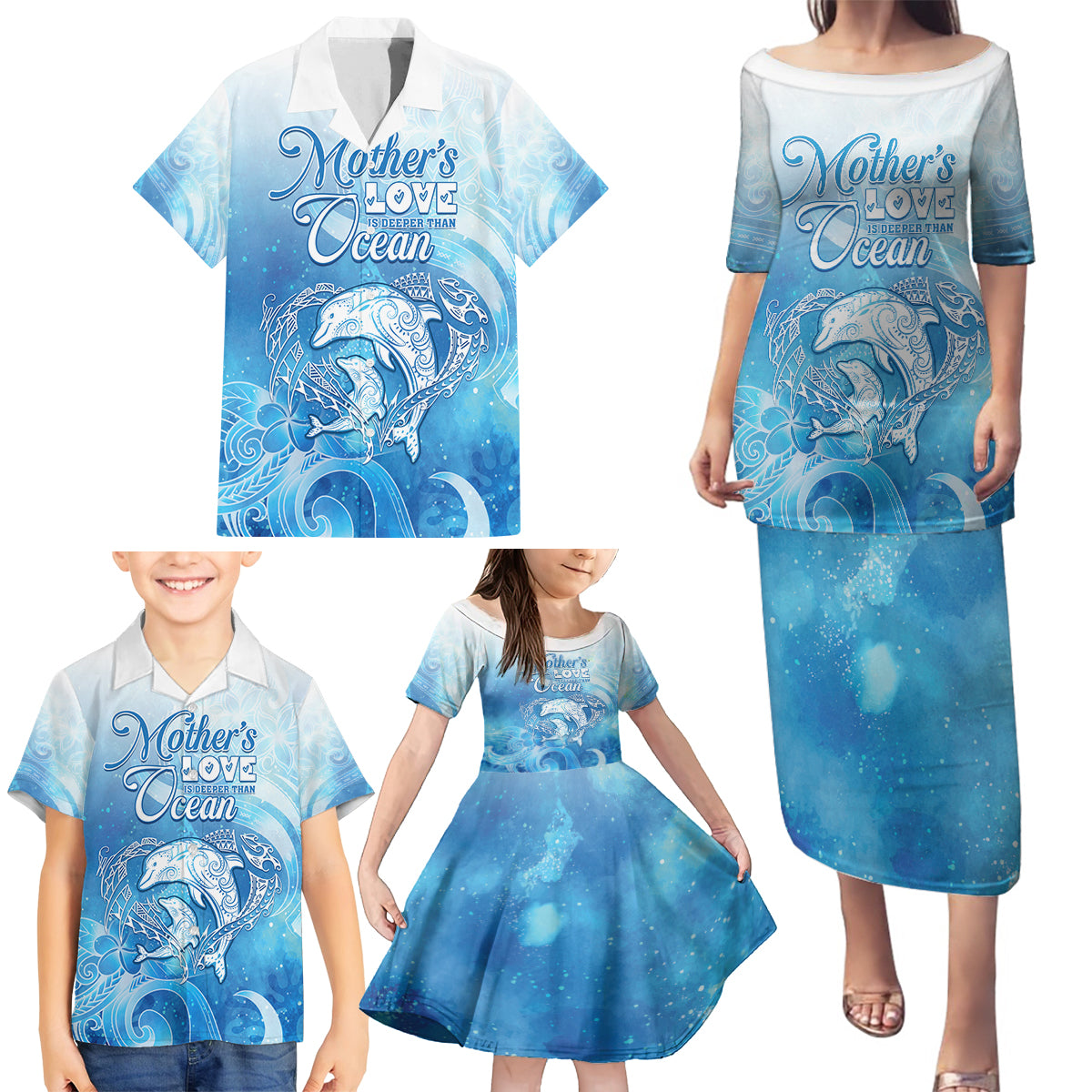 Mother's Love Is Deeper Than Ocean Family Matching Puletasi and Hawaiian Shirt Polynesian Style LT05 - Polynesian Pride