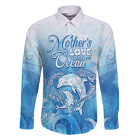 Mother's Love Is Deeper Than Ocean Family Matching Puletasi and Hawaiian Shirt Polynesian Style LT05 Dad's Shirt - Long Sleeve Blue - Polynesian Pride