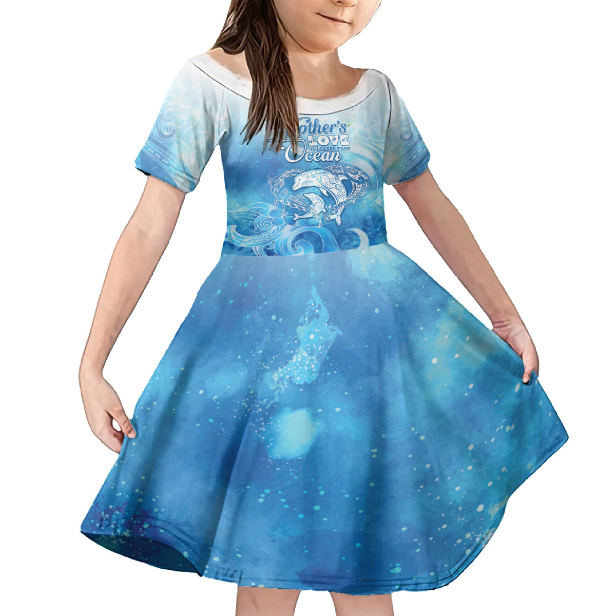 Mother's Love Is Deeper Than Ocean Family Matching Summer Maxi Dress and Hawaiian Shirt Polynesian Style LT05 Daughter's Dress Blue - Polynesian Pride