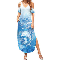 Mother's Love Is Deeper Than Ocean Family Matching Summer Maxi Dress and Hawaiian Shirt Polynesian Style LT05 Mom's Dress Blue - Polynesian Pride