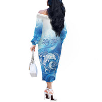 Mother's Love Is Deeper Than Ocean Off The Shoulder Long Sleeve Dress Polynesian Style LT05 - Polynesian Pride