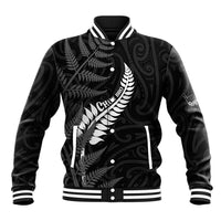Personalised New Zealand Chur Bro Baseball Jacket Maori Koru With Silver Fern