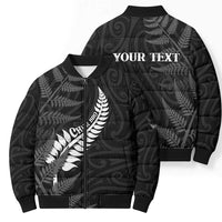 Personalised New Zealand Chur Bro Bomber Puffer Jacket Maori Koru With Silver Fern