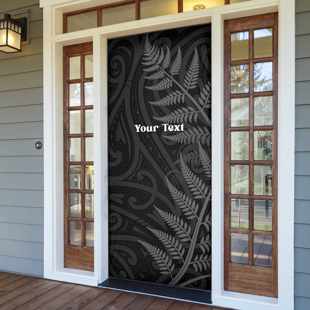 Personalised New Zealand Chur Bro Door Cover Maori Koru With Silver Fern
