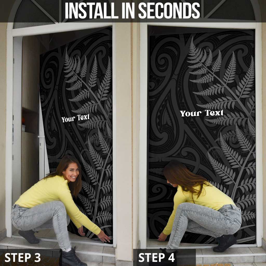 Personalised New Zealand Chur Bro Door Cover Maori Koru With Silver Fern
