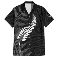 Personalised New Zealand Chur Bro Family Matching Mermaid Dress and Hawaiian Shirt Maori Koru With Silver Fern LT05 Dad's Shirt - Short Sleeve Black - Polynesian Pride