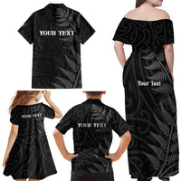 Personalised New Zealand Chur Bro Family Matching Off Shoulder Maxi Dress and Hawaiian Shirt Maori Koru With Silver Fern LT05 - Polynesian Pride