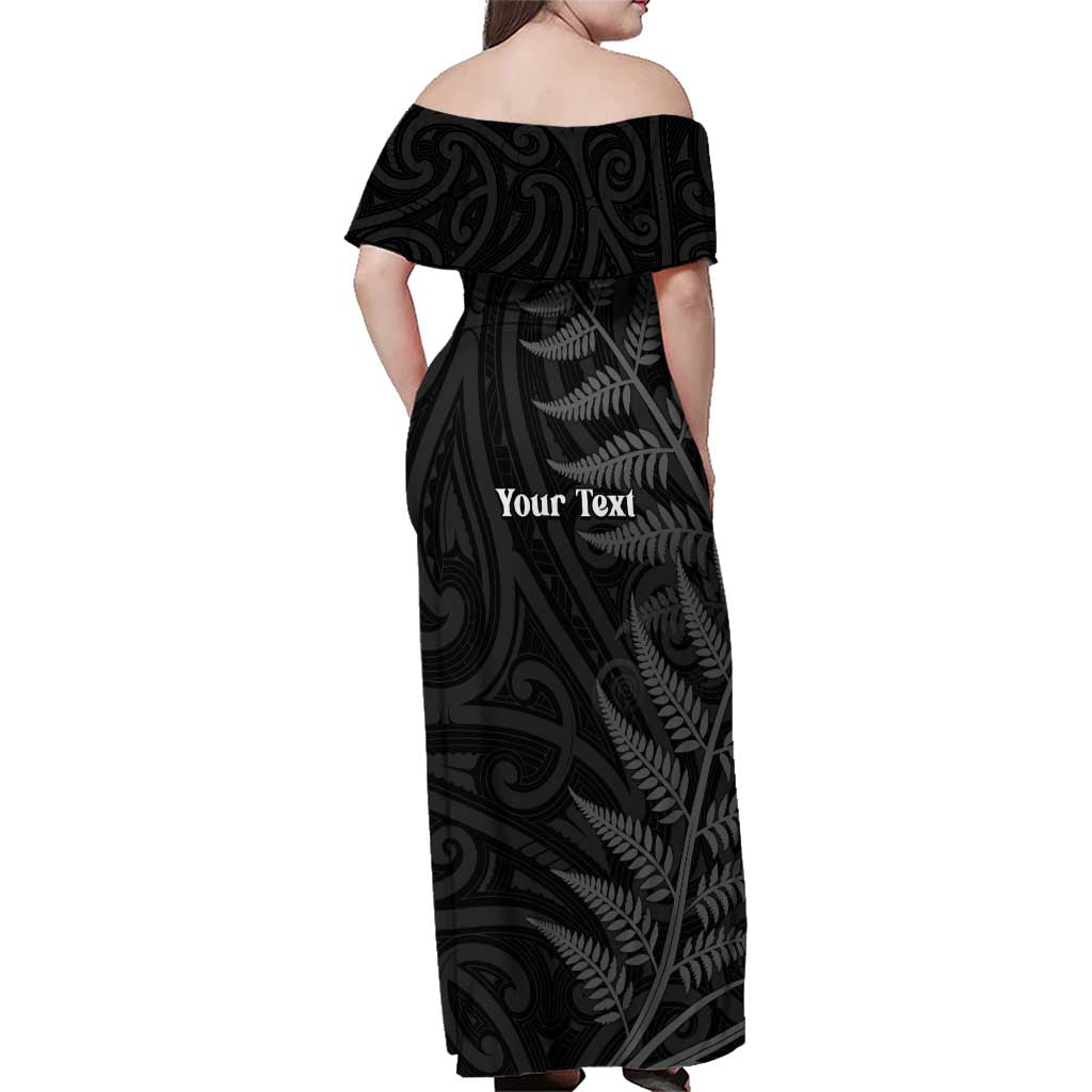 Personalised New Zealand Chur Bro Family Matching Off Shoulder Maxi Dress and Hawaiian Shirt Maori Koru With Silver Fern LT05 - Polynesian Pride