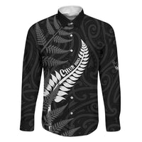 Personalised New Zealand Chur Bro Family Matching Short Sleeve Bodycon Dress and Hawaiian Shirt Maori Koru With Silver Fern LT05 Dad's Shirt - Long Sleeve Black - Polynesian Pride