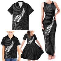 Personalised New Zealand Chur Bro Family Matching Tank Maxi Dress and Hawaiian Shirt Maori Koru With Silver Fern LT05 - Polynesian Pride