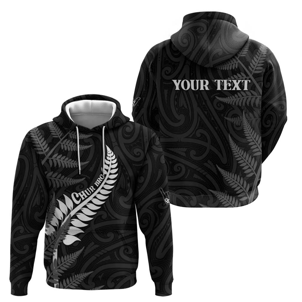 Personalised New Zealand Chur Bro Hoodie Maori Koru With Silver Fern