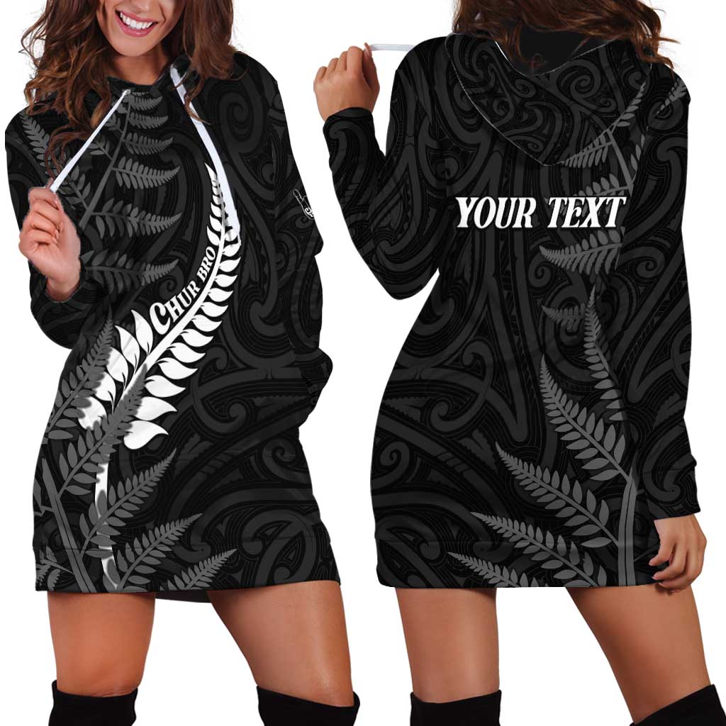 Personalised New Zealand Chur Bro Hoodie Dress Maori Koru With Silver Fern LT05 - Polynesian Pride