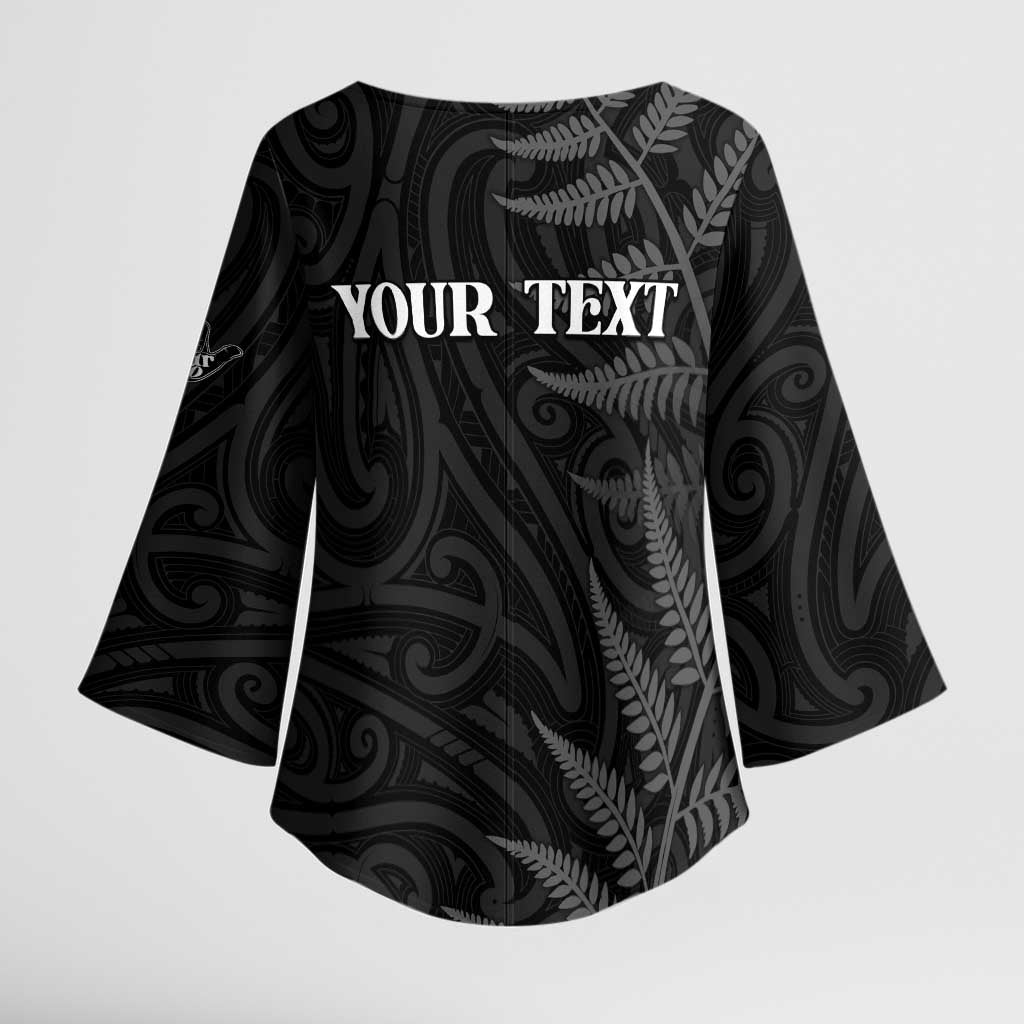 Personalised New Zealand Chur Bro Kimono Sleeve Blouse Maori Koru With Silver Fern