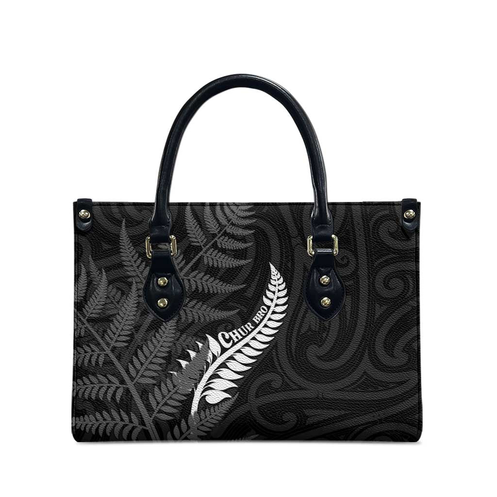New Zealand Chur Bro Leather Bag Maori Koru With Silver Fern