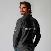 Personalised New Zealand Chur Bro Long Sleeve Polo Shirt Maori Koru With Silver Fern LT05 - Polynesian Pride