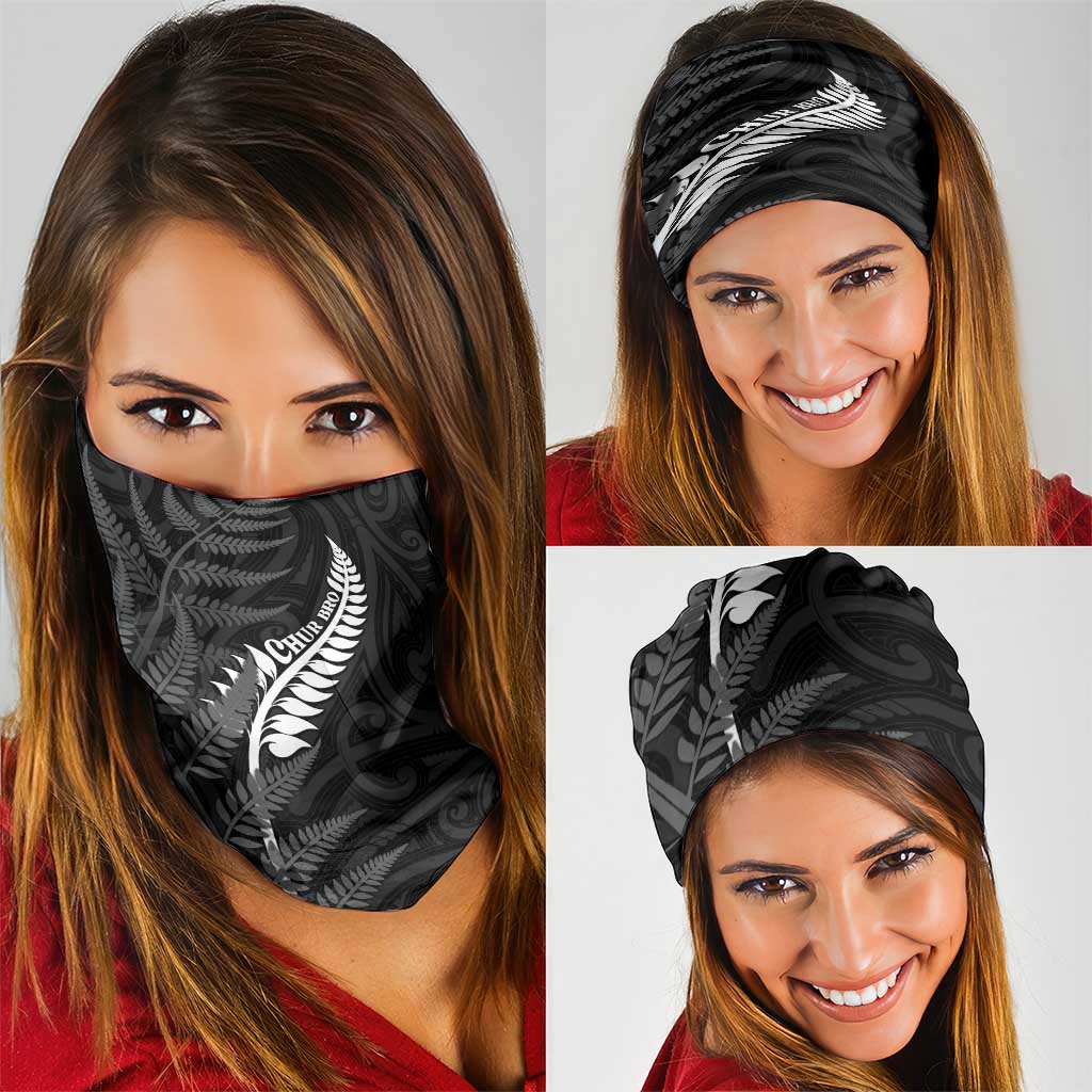 New Zealand Chur Bro Neck Gaiter Maori Koru With Silver Fern
