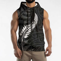 Personalised New Zealand Chur Bro Sleeveless Zip Hoodie Maori Koru With Silver Fern LT05 - Polynesian Pride