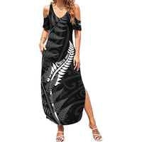 Personalised New Zealand Chur Bro Summer Maxi Dress Maori Koru With Silver Fern