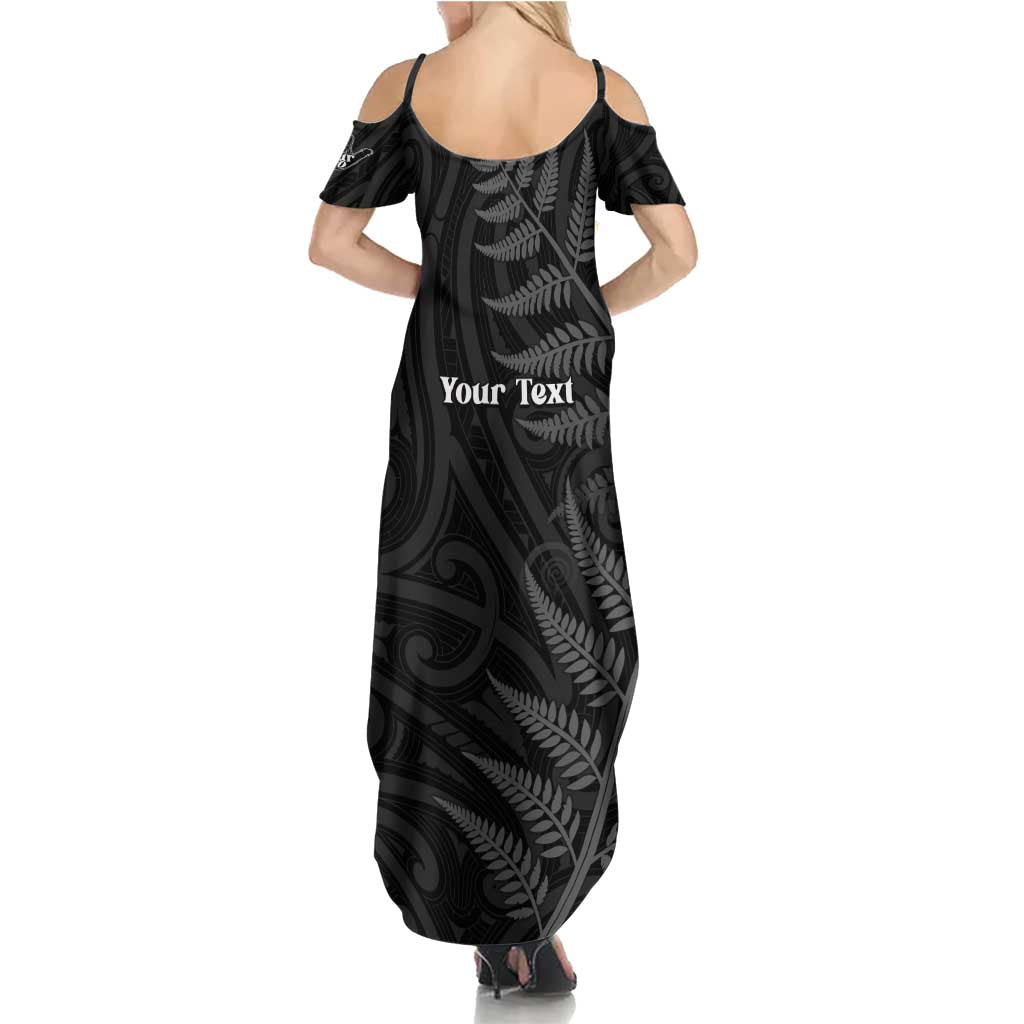 Personalised New Zealand Chur Bro Summer Maxi Dress Maori Koru With Silver Fern