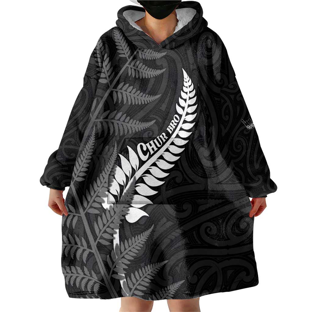 Personalised New Zealand Chur Bro Wearable Blanket Hoodie Maori Koru With Silver Fern LT05 - Polynesian Pride