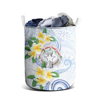 Northern Mariana Islands Chamorro Laundry Basket Plumeria Curves Style White Version