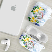Northern Mariana Islands Chamorro AirPods Case Plumeria Curves Style White Version