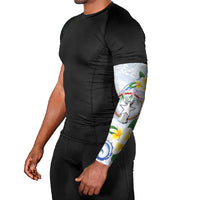 Northern Mariana Islands Chamorro Arm Sleeves Plumeria Curves Style White Version