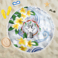 Northern Mariana Islands Chamorro Beach Blanket Plumeria Curves Style White Version
