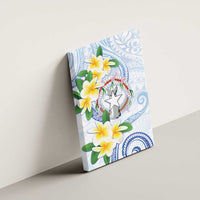 Northern Mariana Islands Chamorro Canvas Wall Art Plumeria Curves Style White Version